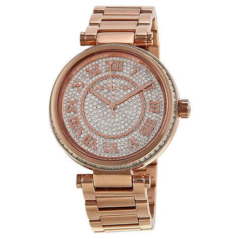 michael kors crystal accented watch|women rose gold mk watch.